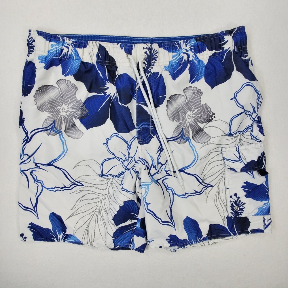 Croft & Barrow Swim Trunks Mens Medium Blue Floral Beach Board Shorts